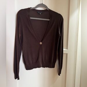 Brown V-Neck Cardigan Sweater